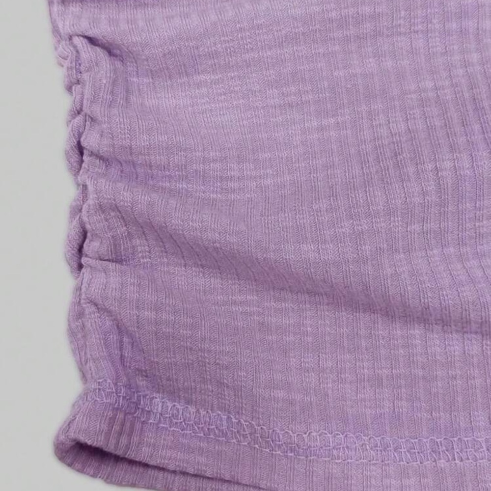 Lavender Ribbed V-Neck Top - Picture 3 of 9